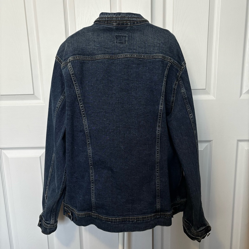 Lee Men's XL Dark Wash Denim Trucker Jacket Stretch Jean Coat Premium Outerwear - Picture 2 of 15